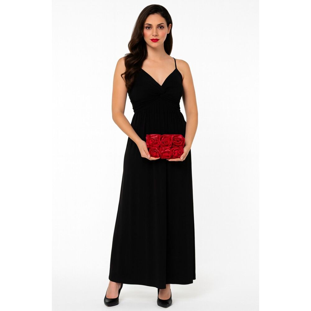 Clutch Bag Pouch Purse Red Satin Roses For Your Ease Only WOMEN'S WOMAN'S